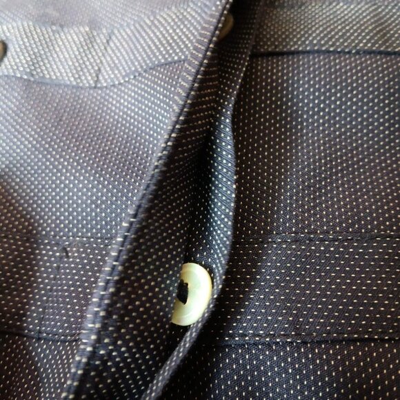 Fine Garments By Bell Alicia Size 0 Shirt Dress Military Navy Blue Polka Dot - Picture 10 of 12